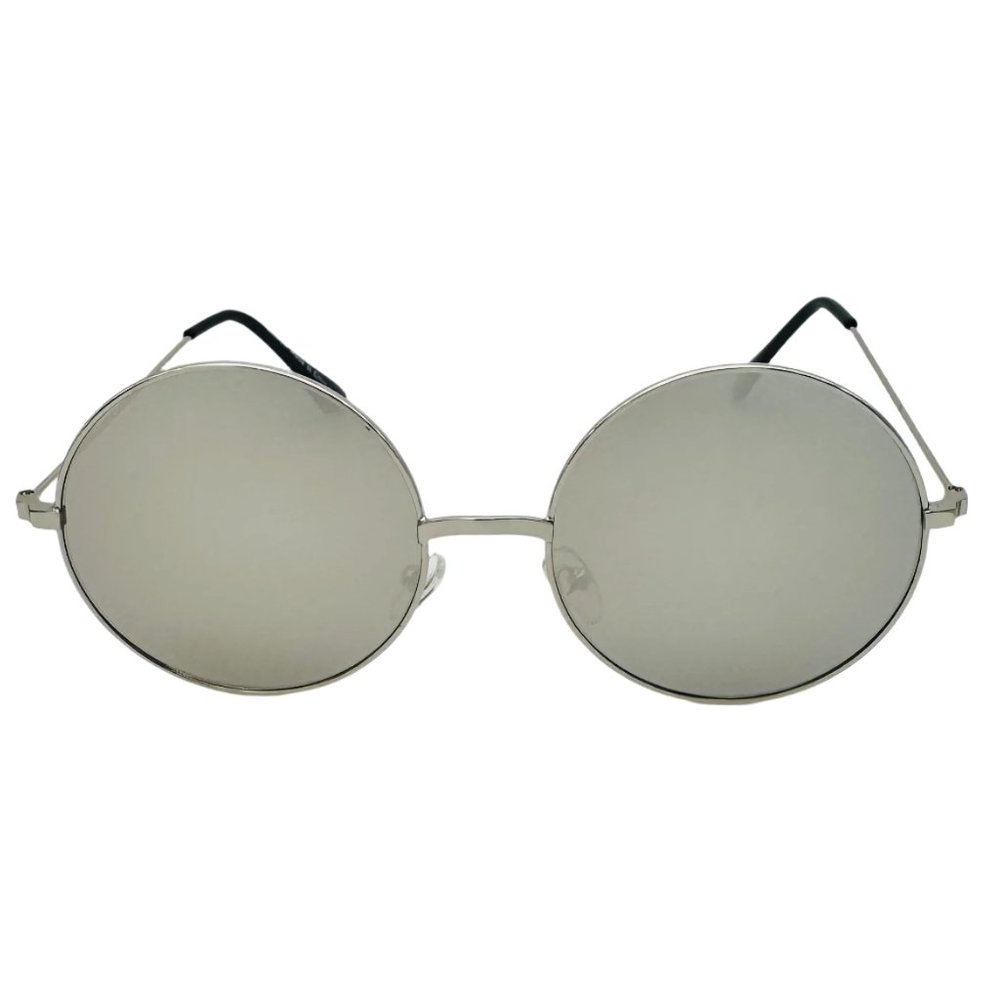 9026 | Round Silver Mirror Sunglasses with Silver Frame